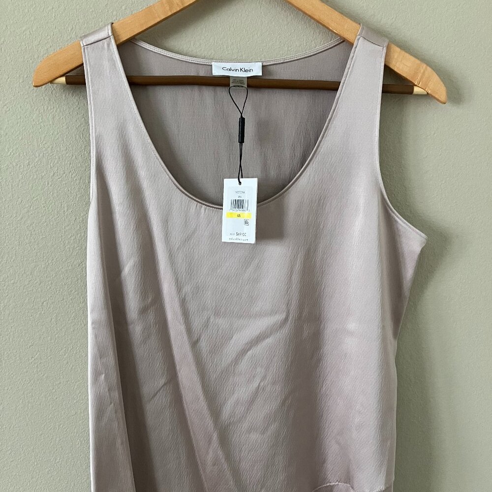 NWT Calvin Klein Medium Taupe / Champagne / Khaki Sleeveless Blouse / Shell